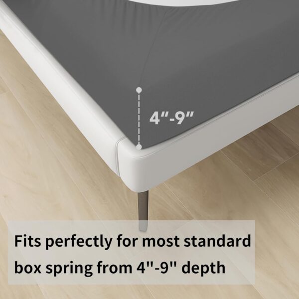Easy-Going Box Spring Cover Twin Size, 4 Way Stretch Smooth and Elastic Wrap Around Band 4 Sides Bed Skirt, Gray - Image 5