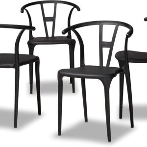 Baxton Studio Warner Modern and Contemporary Black Plastic 4-Piece Dining Chair Set
