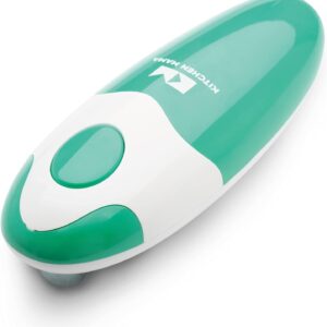 Kitchen Mama Auto Electric Can Opener: Open Your Cans with A Simple Press of Button - Automatic, Hands Free, Smooth Edge, Food-Safe, Battery Operated, YES YOU CAN (Teal)