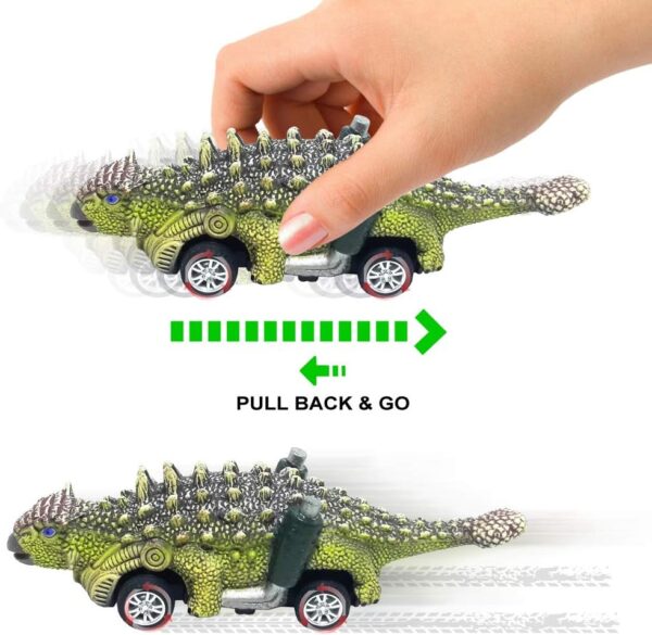 DINOBROS Dinosaur Toy Pull Back Cars,6 Pack Dino Toys for 3 Year Old Boys Girls and Toddlers,Boy Toys Age 3,4,5 and Up,Pull Back Toy Cars,Dinosaur Games with T-Rex - Image 3