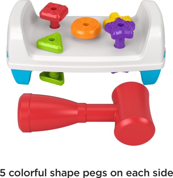 Fisher-Price Toddler Toy Tap & Turn Bench Pretend Tools 2-Sided Construction Set for Ages 1+ Years - Image 5