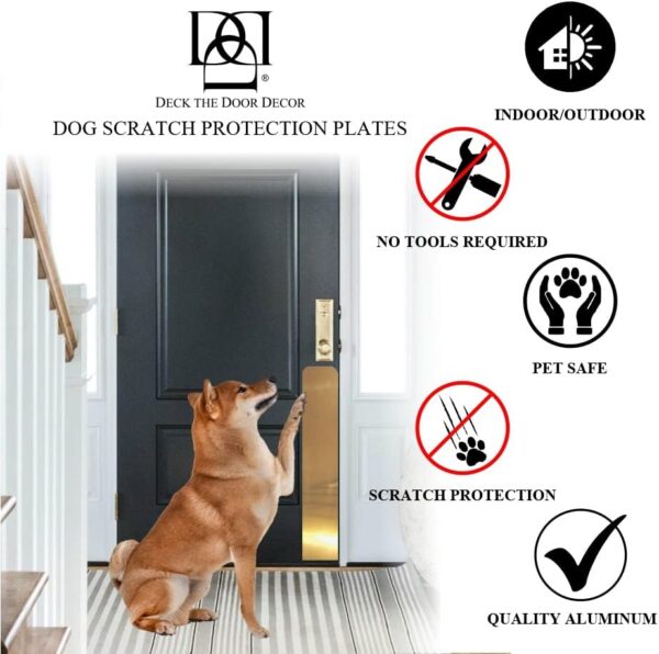 Deck the Door Decor Dog Scratch Door Protection Plate (4x22) & Kick Plate (6x30) - Satin Black Adhesive Mount - Image 5