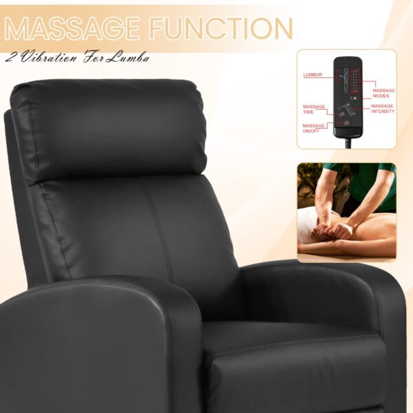Recliner Chair Breathable Padded PU Leather Massage Single Sofa Recliners for Small Recliner Chair with Footrest Home Theater Seating for Bedroom Living Room,Beige - Image 4
