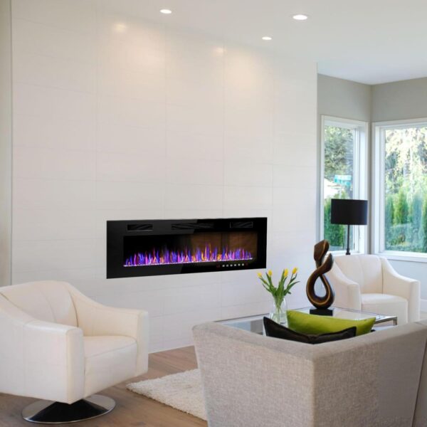 Electic Fireplace, 50" Recessed and Wall Mounted Electric Fireplace, Ultra-Thin Electric Fireplace Inserts Heater, 750W/1500W Fire Places Insert and Wall Electric Fireplace with Remote Control - Image 6