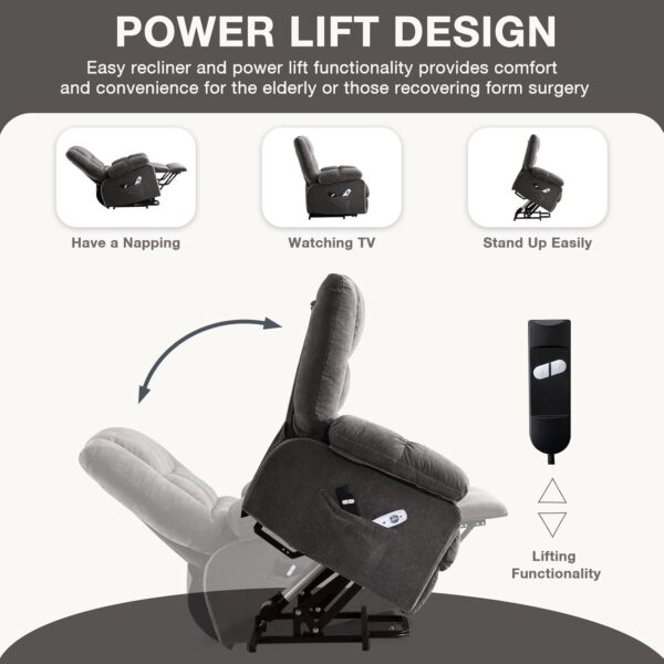 Power Lift Recliner Chair Recliners for Elderly with Heat and Massage Recliner Chair for Living Room with Infinite Position and Side Pocket,USB Charge Port - Image 4