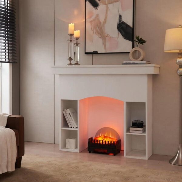 PuraFlame Electric Fireplace Log Heater, 16" Fireplace Inserts with Realistic Ember Bed, Thermostat, 750/1500W, Black - Image 2