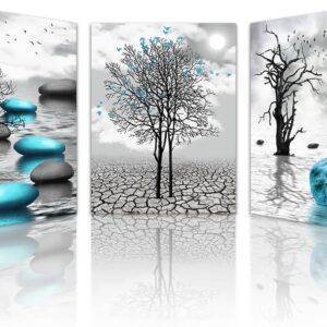 Lapremoly Wall Decor For Living Room Canvas Wall Art For Bedroom Office Decoration Black And White Wall Paintings Inspirational Abstract Blue Pictures Prints Artwork Home Decor 3 Piece 12x16 In