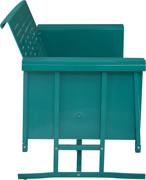 Crosley Furniture Bates Retro Metal Outdoor Sofa Glider, 3-Person Rocking Patio Bench for Porch, Deck, Turquoise Gloss - Image 6