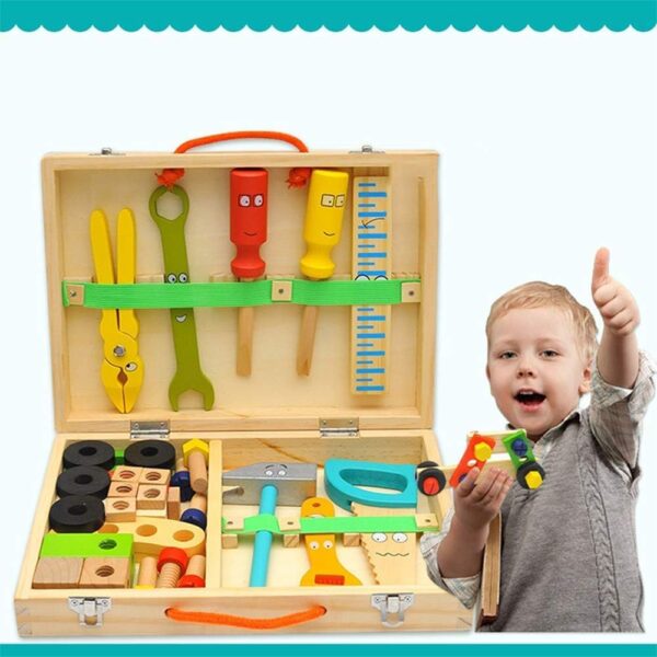 KIDWILL Tool Kit for Kids, Wooden Toddler Tools Set Including Tool Box & DIY Stickers, Montessori Educational STEM Construction Toys for 3 4 5 6 7 Years Old Boys Girls, Best Birthday Gift for Kids - Image 2