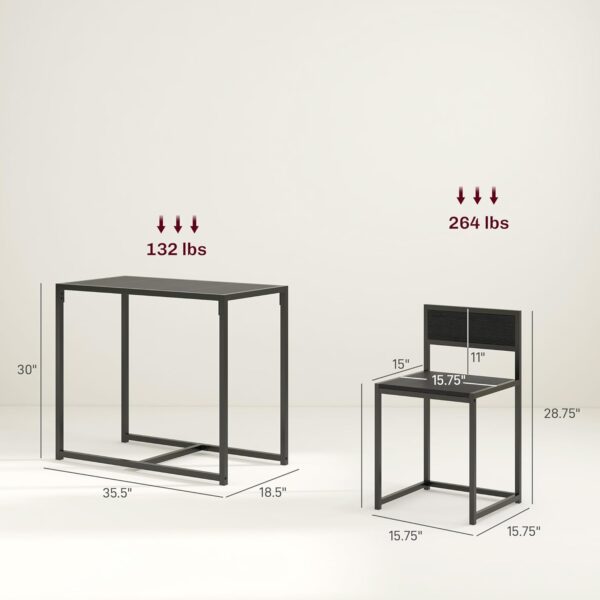 HOMCOM 3-Piece Industrial Dining Table Set for 2, Kitchen Table and Chairs, Dining Room Sets for Small Spaces, Black - Image 5