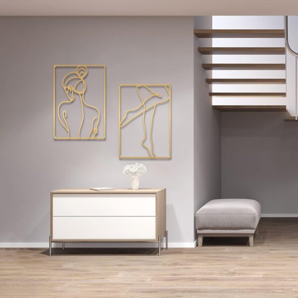 Glamativity 4 Pack Gold Wall Art Décor, Minimalist Décor Single Line Art Wall Décor, Real Metal Wall Art, Woman's Body Shape Abstract Wall Art (Gold Elegant Style, M Size 17 x 11.8'') - Image 6