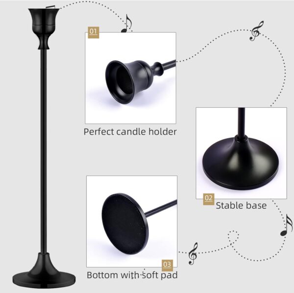Candlestick Holders,Taper Metal Candle Holder for Candlesticks Black Candelabra Candle Holder Easter Vintage Candle Stick Candle Holder for Fireplace Party Dining Home - Image 4