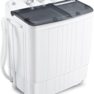 Portable Washing machine 17.6Lbs Capacity Mini Washer and Dryer Combo Compact Twin Tub Laundry Washer(11.6Lbs) & Spinner(6Lbs) Built-in Gravity Drain,Low Noise for Apartment,Dorms,RV Camping, GREY