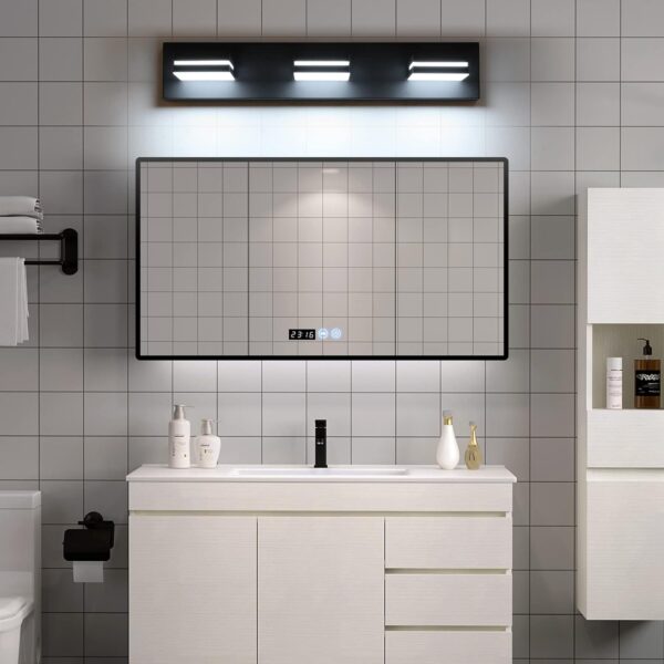 SineRise LED Modern Bathroom Vanity Light Fixtures (3-Light, 24-Inch), Matte Black Modern Acrylic Bathroom Wall Lighting Fixtures Over Mirror (Cool White 6000K) - Image 5