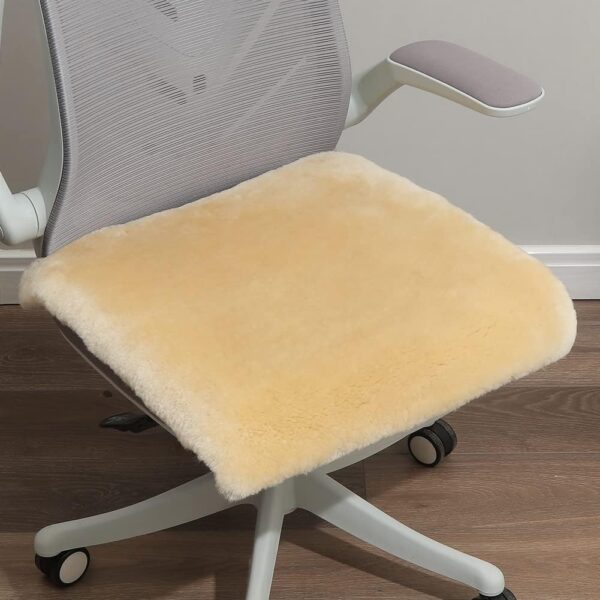 LLB Sheepskin Chair Covers Office Chair Cushion Dining Room Chair Pads Desk Chair Seat Cushion for Computer Chair Fur Area Rugs for Living Room 19x19 Inch (Pack of 1), Shearling Pearl
