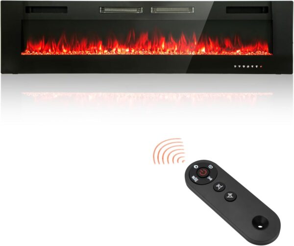 MAISON ARTS 72" Electric Fireplace Indoor Wall Mounted & Recessed Fireplace Heater with Remote Control & Touch Screen,8hrs Timer, Adjustable Flame & Bed Colors and Speed for Bedroom Living Room,1500W - Image 3
