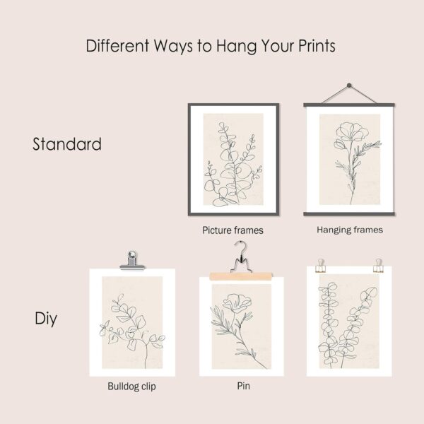 Neutral Botanical Wall Art Set of 6, Minimalist Abstract Botanical Prints Beige Leaf Plant Wall Decor Canvas Line Artwork, Boho Floral Botanical Wall Decor for Bathroom, Bedroom, Living Room, - Image 6