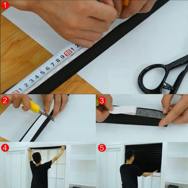 Temporary Blinds, Vertical Pleated Blinds No Drilling Self Adhesive Blinds Easy to Install Fits Blinds Window Roller for Bathroom Kitchen Living Room Office Window (White, 60 * 150cm) - Image 7