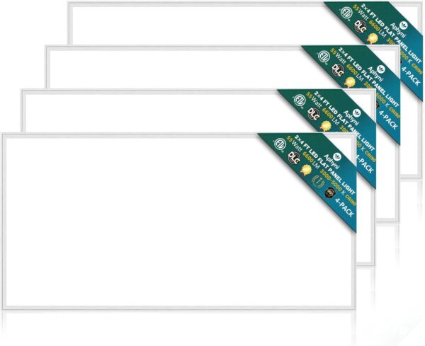 2x4 LED Flat Panel Light-4Pack 50W 5500LM, Selectable Color Temperature 4000K/5000K/6000K Triac Dimming 10%-100%, Drop Ceiling Office Light AC120V 2x4 LED Light Fixture- ETL/DLC