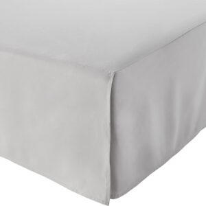 Amazon Basics Lightweight Pleated Bed Skirt, Full, Light Grey, Solid