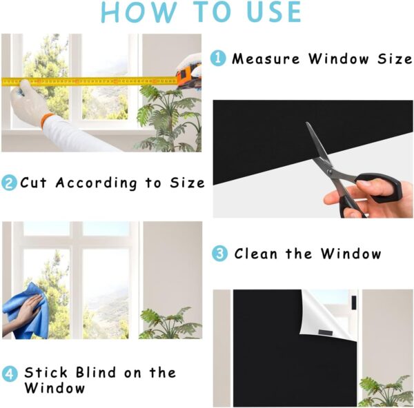Blackout Blinds Shade for Bedroom 118" x 57" Portable DIY Blackout Curtains, Black Out Shade for Indoor Windows No Drill for Nursery Room - Image 7