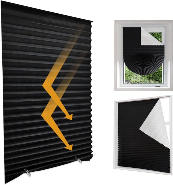 Blackout Blinds for Windows Cordless Blinds Temporary Shades Blinds No Drill Mini Blinds Black Out Blinds for Window of Bedroom,Bathroom,Kitchen Office (Black-high Shading, 23.6 * 59"(60 * 150cm)) - Image 4