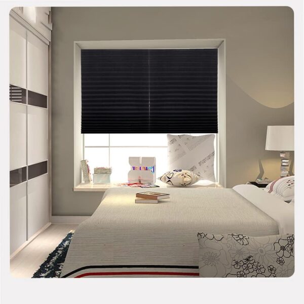 2Pcs Temporary Window Blinds Cordless, Self Adhesive Pleated Paper Blinds Window Shades Blackout Blinds for Windows Doors Non-Woven Fabric No Drill Blinds for Home Office Easy to Cut and Install - Image 2