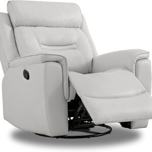 Leather Recliner Chair Faux Swivel Rocker for Adults Manual Sofa for Living Room Bedroom Home Theater Seating,Light Grey