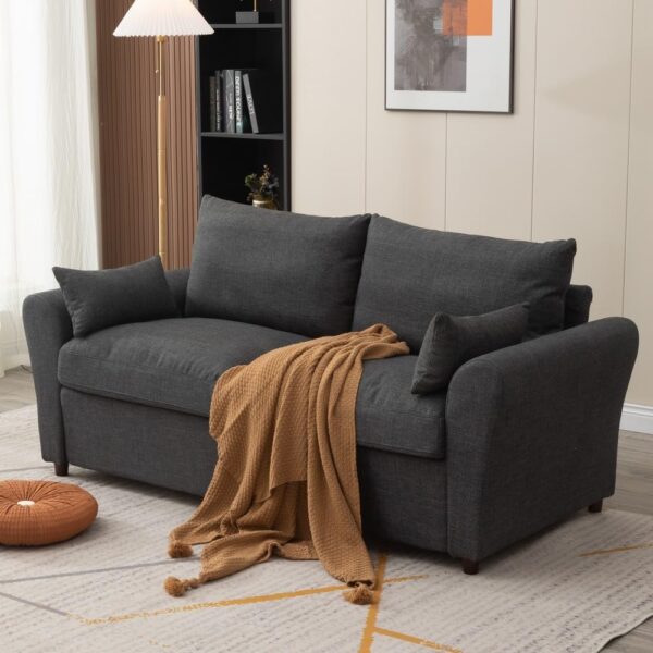 Panana Modern 2 and 3 Seats Loveseat Sofa Couch with Storage, Small Love Seat Couches for Living Room, Bedroom, Apartment, Office (Light Gray Linen Fabric, 2 and 3 Seater Set) - Image 4