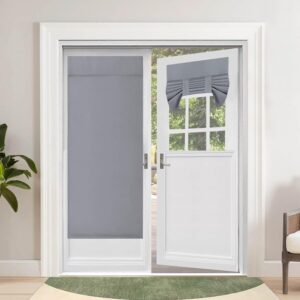 OutdoorLines Blackout French Door Curtains, Privacy Thermal Insulated Tie up Glass Shades, Easy to Install Tricia Window Drapes, Front Door Curtain, W26 x L68 inch, Grey, 1 Panel