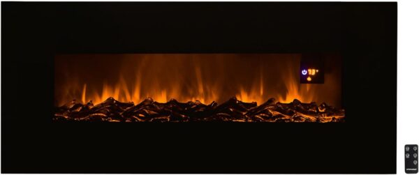 Northwest 50-Inch Wall-Mounted Electric Fireplace - Fireplace Insert with LED Flames, Bottom Vents, Adjustable Heat Settings, and Remote (Black)