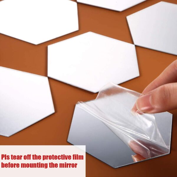 Shappy 32 Pcs Hexagon Mirror for Wall Stickers Removable Acrylic Mirror Setting Honeycomb Wall Sticker Decal Decor for Home Art Room Living Bedroom Background Decoration - Image 3