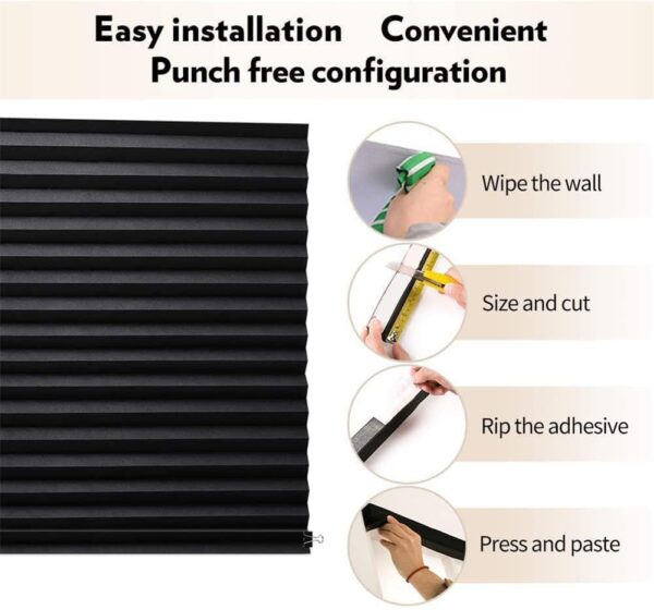 Blackout Blinds for Windows Cordless Blinds Temporary Shades Blinds No Drill Mini Blinds Black Out Blinds for Window of Bedroom,Bathroom,Kitchen Office (Black-high Shading, 23.6 * 59"(60 * 150cm)) - Image 5