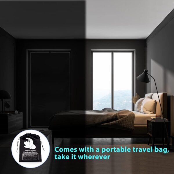 100% Portable Blackout Curtains - (157" x 59") Blackout Shades Cut to Size, Black Out Blinds for Window with Strong Hook & Loop Tabs, Travel Temporary Blackout Blinds for Nursery, Bedroom & Car - Image 5