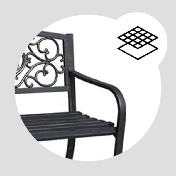 Welcome Outdoor Park Bench Powder Coated Steel Frame Furniture Seat for Backyard Garden, Front Porch, or Walking Path, Black - Image 6