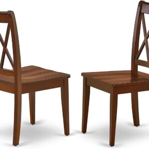 East West Furniture CLC-MAH-W Clarksville Dining Chairs - Double Cross Back Solid Wood Seat Chairs, Set of 2, Mahogany
