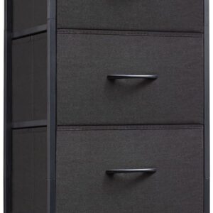 Somdot Tall Dresser for Bedroom with 4 Drawers, Storage Chest of Drawers with Removable Fabric Bins for Closet Bedside Nursery Laundry Living Room Entryway Hallway, Black