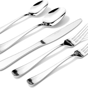 Silverware Set for 4, 20 Pieces Heavy Duty Stainless Steel Flatware Set, Mirror Polished Cutlery Utensil Set, Dinner Fork Knife Spoon Eating Tableware Set for Home, Dishwasher Safe, Silver