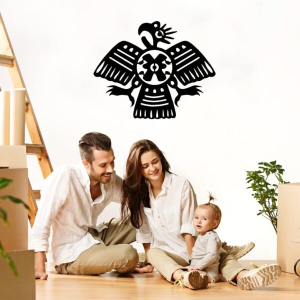 Aztec Bird Metal Wall Art - Durable and Rust-Free Indoor & Outdoor Aluminum Composite Wall Decor - Home Decor Wall Art for Living Room and Bedroom Decorations - Black (23''x19'') - Image 2