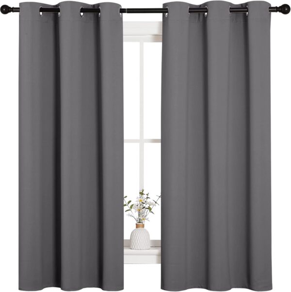 NICETOWN Thermal Insulated Grommet Blackout Curtains for Bedroom (2 Panels, W42 x L63 -Inch, Grey)
