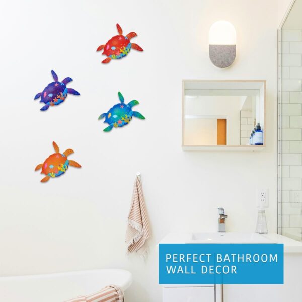 Oraytteo Sea Turtle Wall Decor- 4 Pack Metal Turtle Outdoor Wall Decor, Barthroom Fence Pool Patio Yard Decorations, Gifts for Mom Dad Friends - Image 3