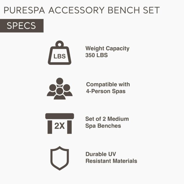Intex 28514E 2 Medium PureSpa Accessories Benches, Compatible w/ 4 Person Spas, Combines to Create A Larger Bench, Flat Storage, 350 Pound Capacity - Image 4