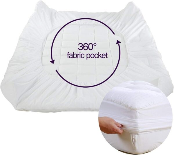 EASELAND Queen Size Mattress Pad Pillow Top Mattress Cover Quilted Fitted Mattress Protector Cotton Top Stretches up 8-21" Deep Pocket Cooling Mattress Topper (60x80 inch, White) - Image 5