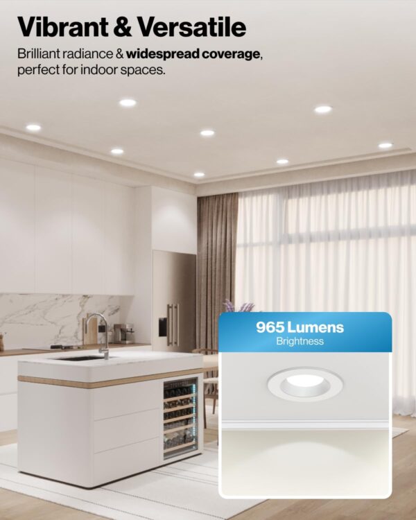 Sunco 12 Pack Retrofit LED Recessed Lighting 6 Inch, 4000K Cool White, Dimmable Can Lights, Baffle Trim, 13W=120W, 965 LM, Damp Rated - Image 3