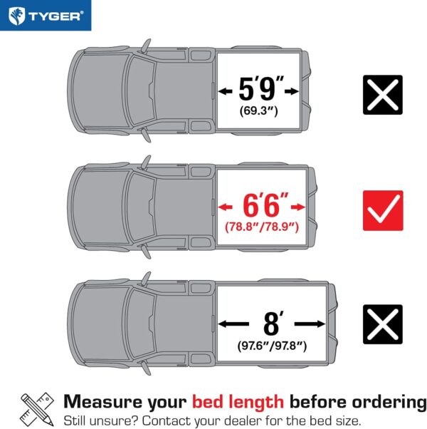 Tyger Auto T3 Soft Tri-Fold Truck Bed Tonneau Cover Compatible with 2014-2018 Chevy Silverado / GMC Sierra 1500; 2015-2019 2500HD 3500HD; 2019 LD/Limited Only | Fleetside 6'6" Bed (78") | TG-BC3C1007 - Image 2