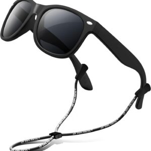 RIVBOS Kids Sunglasses Polarized UV Protection Flexible Rubber Glasses Shades with Strap for Boys Girls RBK004