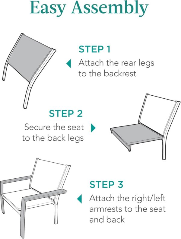 Best Choice Products Set of 2 Stackable Outdoor Textilene Chairs, All-Weather Conversation Dining Accent Furniture w/Armrests - Taupe/Charcoal - Image 7