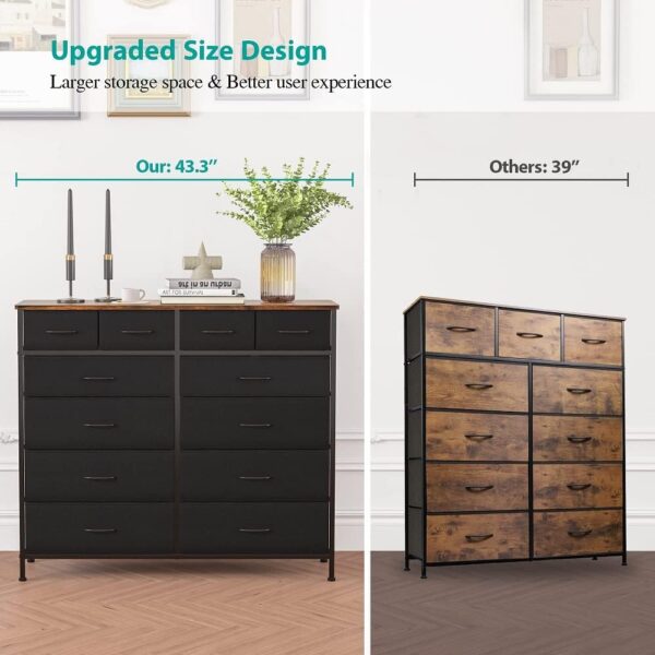 Large Dresser for Bedroom with 12 Deep Drawers, Tall Fabric Drawer Dresser, Chest of Drawers for Closet, Nursery, Living Room, Laundry, Entryway, Hallway (Black) - Image 5