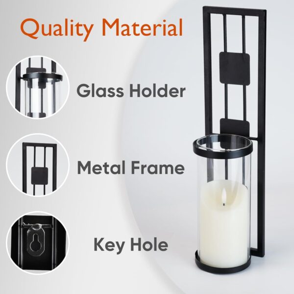 Homemory Wall Sconces Candle Holder Set of 2, Modern Metal Rustic Wall Decor for Living Room, Dining Room, Bedroom, Bathroom(Black) - Image 5