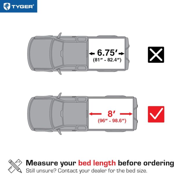 Tyger Auto T1 Soft Roll Up Truck Bed Tonneau Cover Compatible with 1999-2016 Ford F-250 F-350 Super Duty | Styleside 8' Bed (97") | TG-BC1F9028 , Black - Image 2